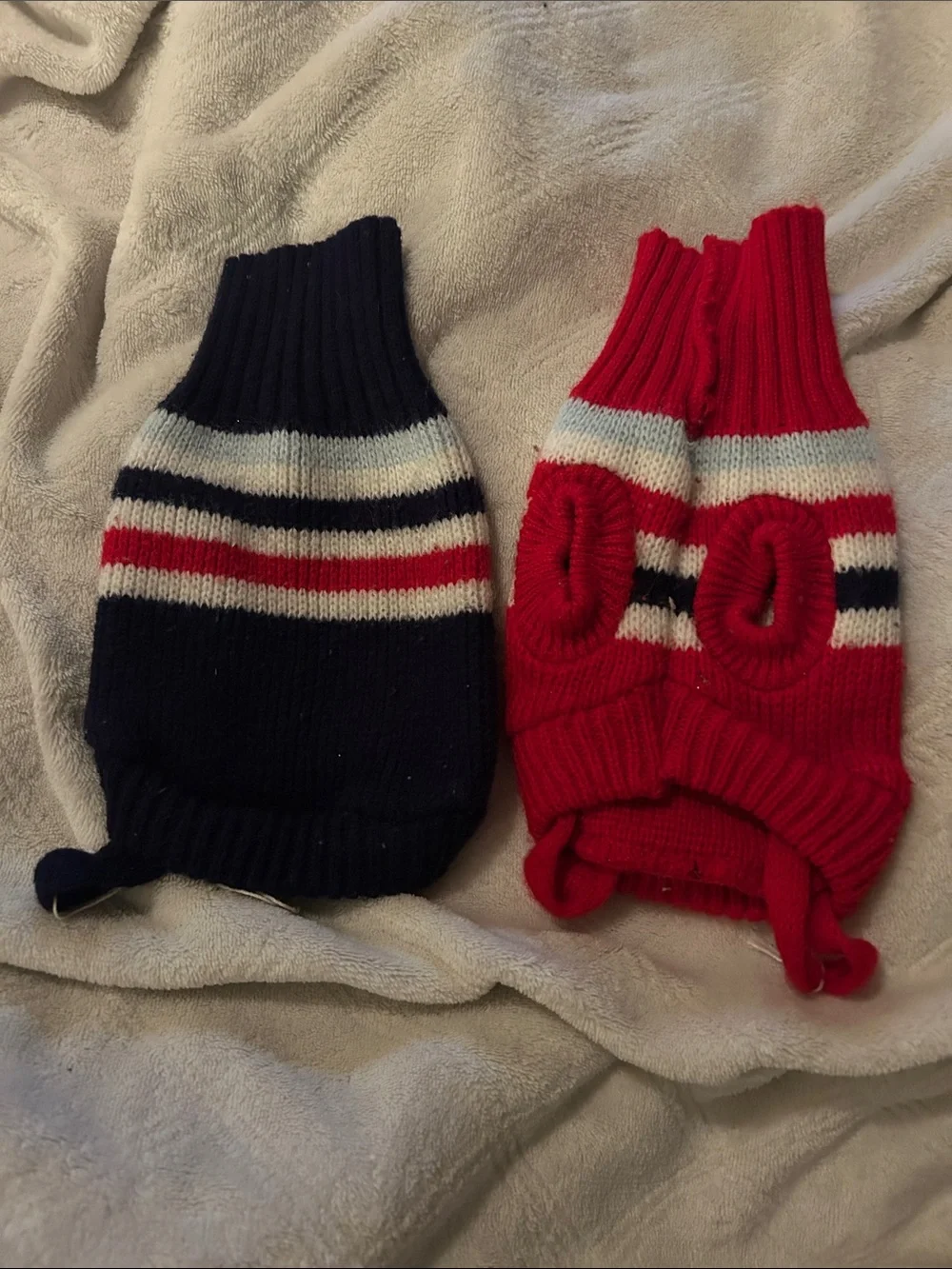 Striped Turtleneck Sweater - Red & Navy XS Chihuahua warmth duo w back stirrups